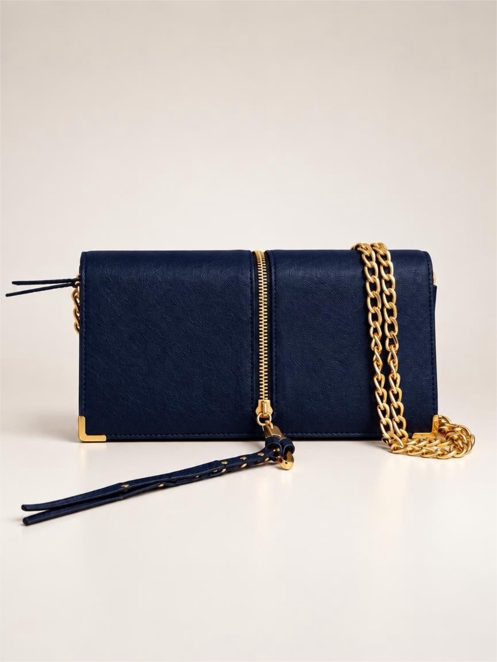 Chloé Navy Leather Wallet on Generic Chain Crossbody